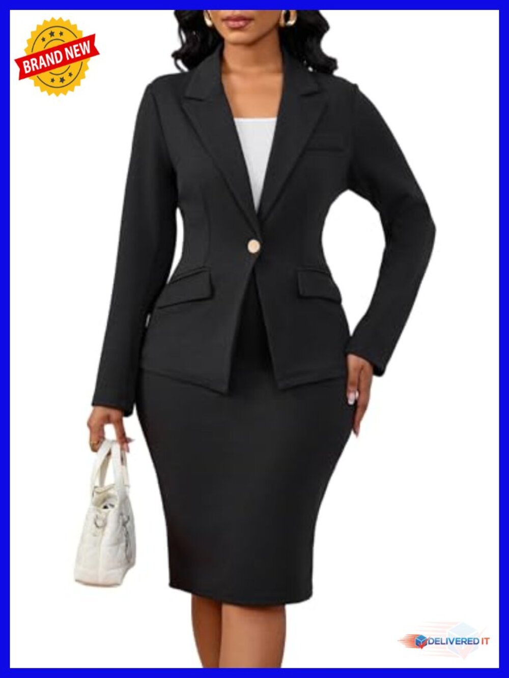 2 Piece Skirt Suit Set Business Blazer Jacket and Pencil Skirt Sets